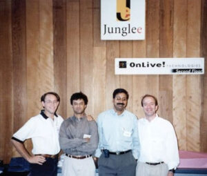 12. Jeff Bezos With Junglee Executives (l R) Brian Lent, Rakesh Mathur, And Ram Shriram, An Early Google Investor