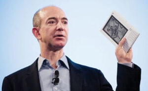 20. Bezos Introduces The Original Kindle E Reader At A News Conference In New York City On November 19, 2007